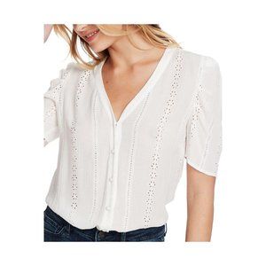 1.STATE Eyelet Crinkle Gauze Top